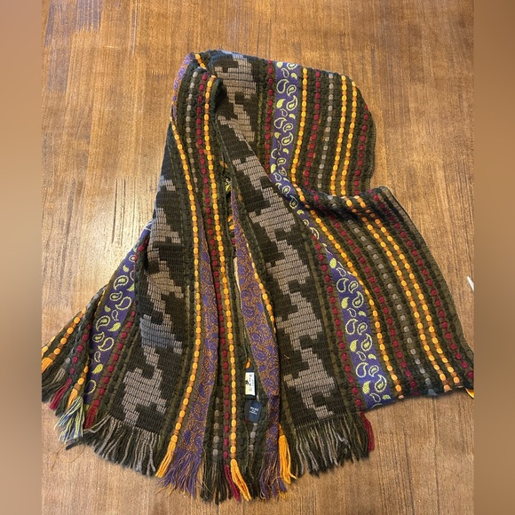 Etro Milano Multicolor Wool Scarf Paisley Stripes - Picture 4 of 5